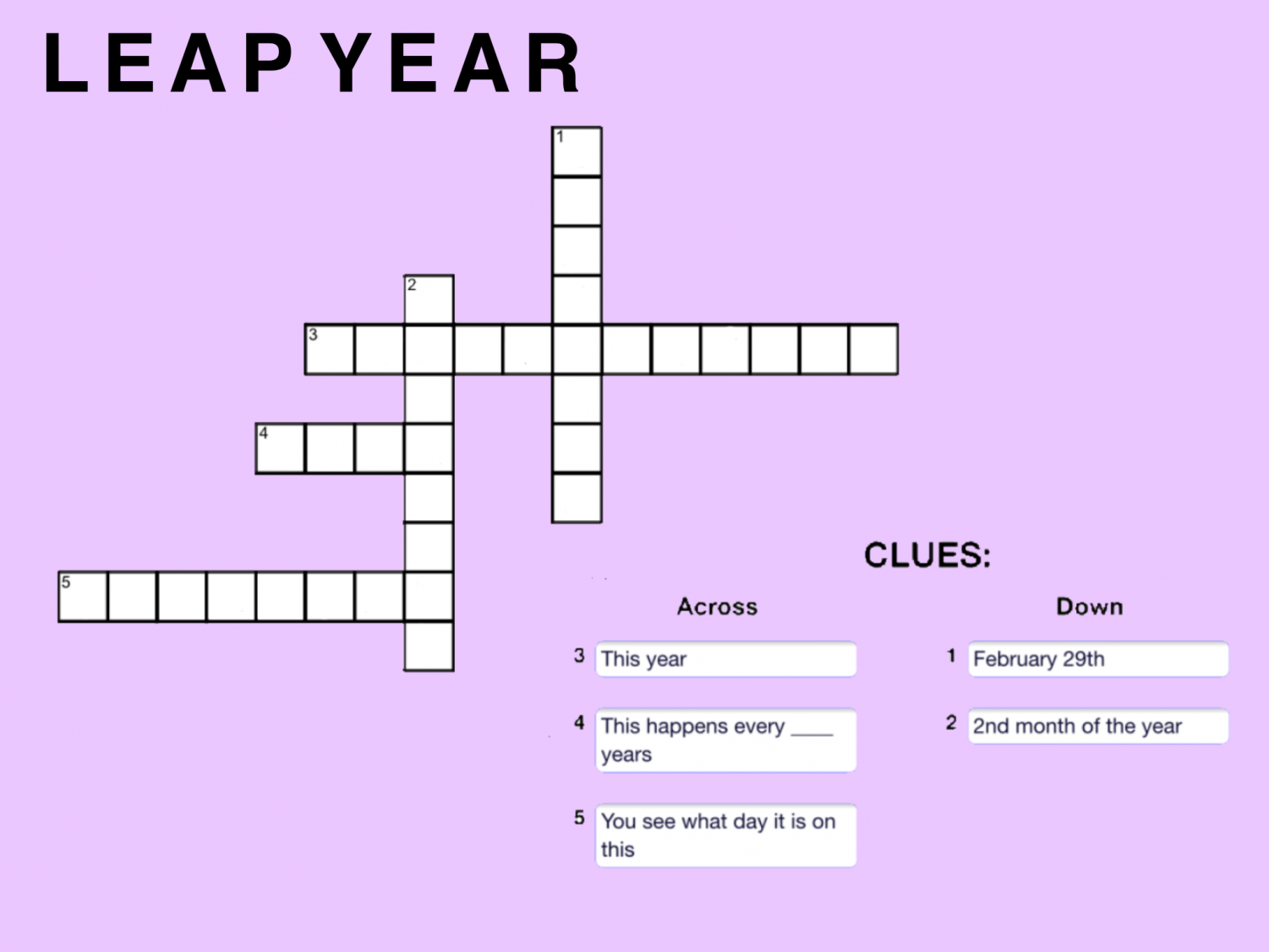 Leap Year Crossword The Shield