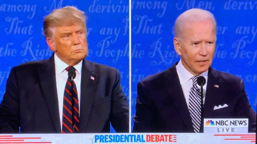 The two candidates during the debate.