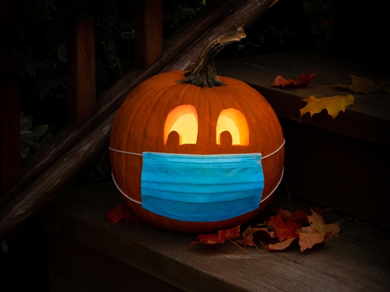 Even the pumpkin wears a mask!