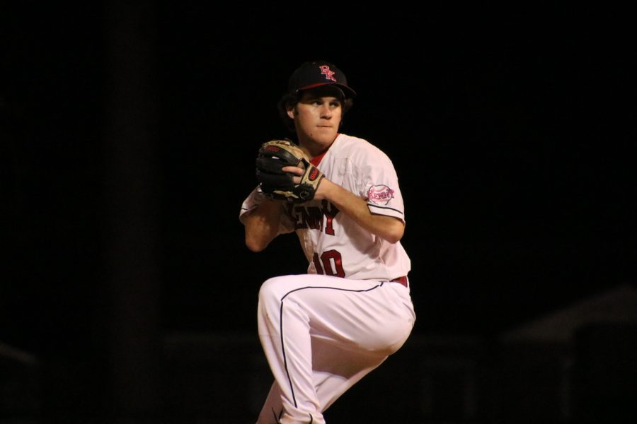 Senior Mike Rogero on the mound pitching in the sixth inning. 