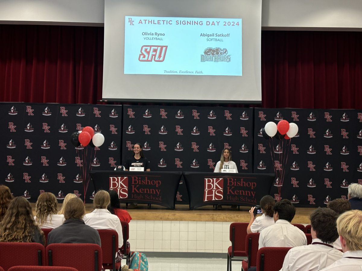 Olivia and Abby committing to their colleges.