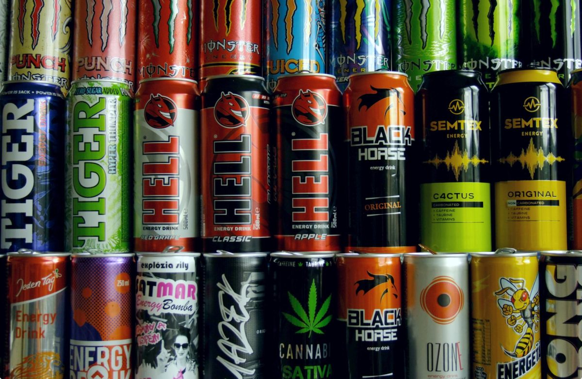 Stacks of different energy drinks