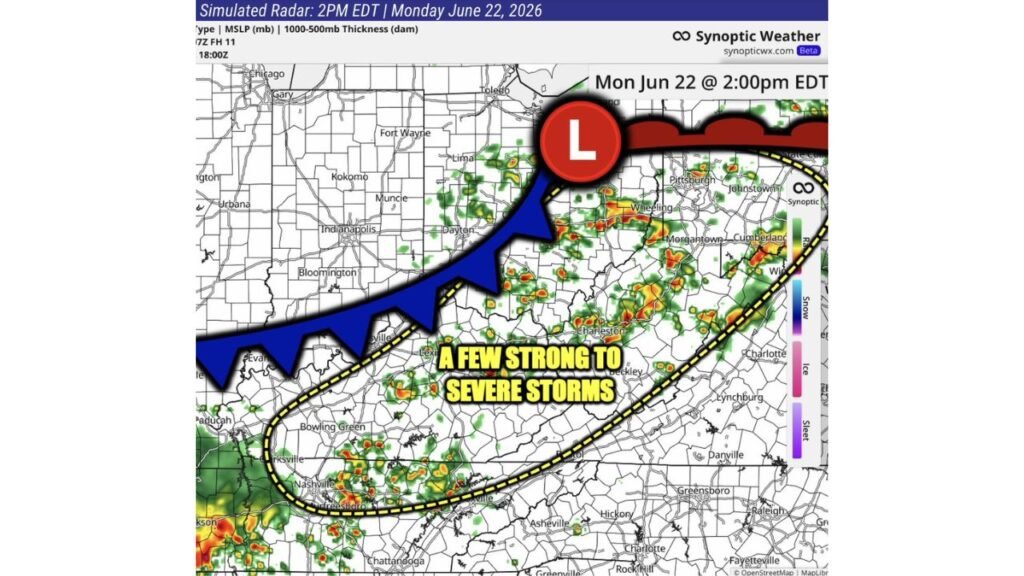 Eastern Kentucky and Eastern Ohio Facing Another Round of Strong to Severe Storms This Afternoon and Evening With Damaging Wind Gusts and a Low End Tornado Risk